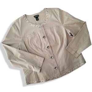 Lane Bryant Metal Studded‎ Blazer Jacket Tan 16 Plus Curvy